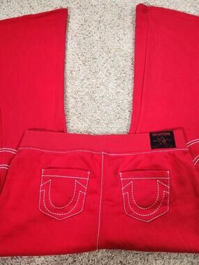NEW True Religion Pull-On Flare Jeans Red Anniversary XL